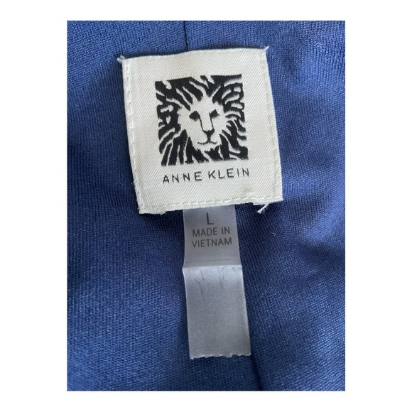 Anne Klein Navy Red White Geometric Dress Ruched Waist Size L - Picture 6 of 7